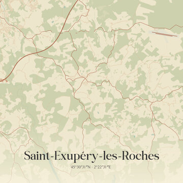 Vintage map of Saint-Exup&eacute;ry-les-Roches, France.