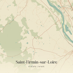 Fototapeta premium Vintage map of Saint-Firmin-sur-Loire, France.