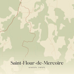 Obraz premium Vintage map of Saint-Flour-de-Mercoire, France.