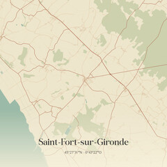 Obraz premium Vintage map of Saint-Fort-sur-Gironde, France.