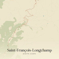 Fototapeta premium Vintage map of Saint-François-Longchamp, France.