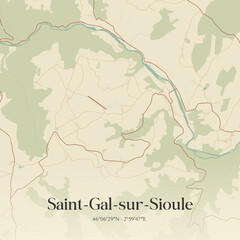 Obraz premium Vintage map of Saint-Gal-sur-Sioule, France.