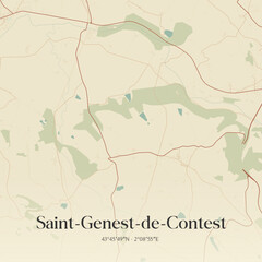 Obraz premium Vintage map of Saint-Genest-de-Contest, France.