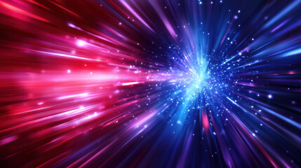 Vibrant background with intense red, purple, and blue light streaks creating dynamic and energetic atmosphere. Perfect for designs needing burst of color and motion