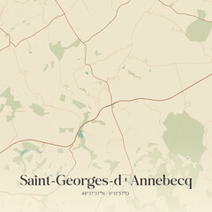 Fototapeta premium Vintage map of Saint-Georges-d'Annebecq, France.
