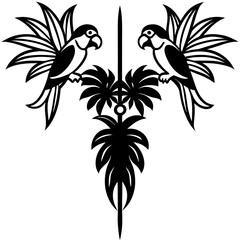black and white flower  silhouette vector illustration 