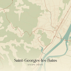 Obraz premium Vintage map of Saint-Georges-les-Bains, France.