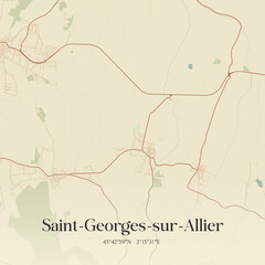 Fototapeta premium Vintage map of Saint-Georges-sur-Allier, France.