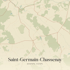 Obraz premium Vintage map of Saint-Germain-Chassenay, France.