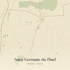 Obraz premium Vintage map of Saint-Germain-du-Pinel, France.