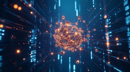 Stunning 3d molecular model with glowing connections on a futuristic digital blue science background