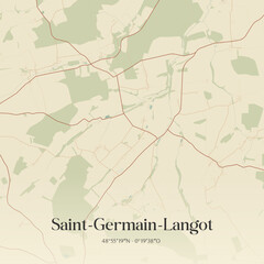 Fototapeta premium Vintage map of Saint-Germain-Langot, France.