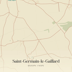 Fototapeta premium Vintage map of Saint-Germain-le-Gaillard, France.