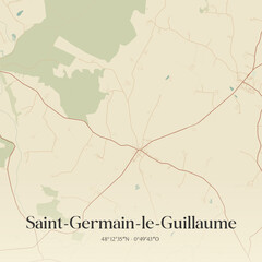 Fototapeta premium Vintage map of Saint-Germain-le-Guillaume, France.