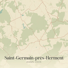 Obraz premium Vintage map of Saint-Germain-près-Herment, France.