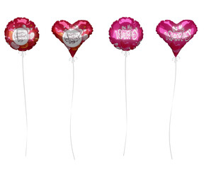3d rendering circular and heart shaped love balloons