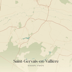 Obraz premium Vintage map of Saint-Gervais-en-Vallière, France.