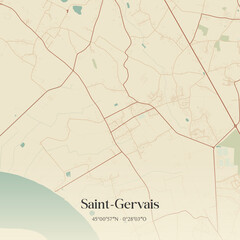 Obraz premium Vintage map of Saint-Gervais, France.