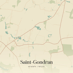Fototapeta premium Vintage map of Saint-Gondran, France.