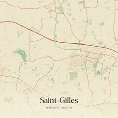 Obraz premium Vintage map of Saint-Gilles, France.