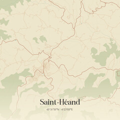 Obraz premium Vintage map of Saint-Héand, France.