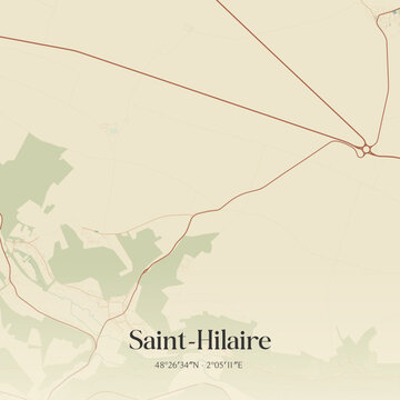 Vintage map of Saint-Hilaire, France.