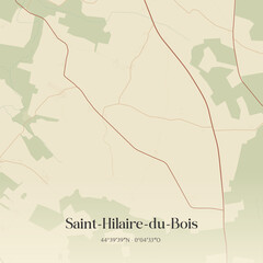 Fototapeta premium Vintage map of Saint-Hilaire-du-Bois, France.