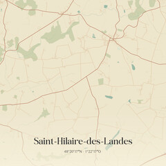 Fototapeta premium Vintage map of Saint-Hilaire-des-Landes, France.