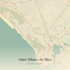 Obraz premium Vintage map of Saint-Hilaire-de-Riez, France.