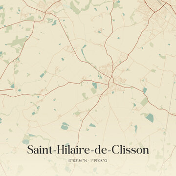 Vintage map of Saint-Hilaire-de-Clisson, France.