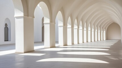 Obraz premium Minimalist Architecture with Arched Columns and Soft Lighting