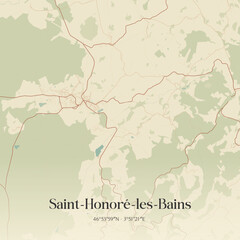 Obraz premium Vintage map of Saint-Honoré-les-Bains, France.