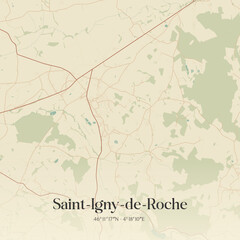 Fototapeta premium Vintage map of Saint-Igny-de-Roche, France.