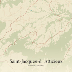 Obraz premium Vintage map of Saint-Jacques-d'Atticieux, France.