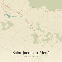 Obraz premium Vintage map of Saint-Jacut-du-Mené, France.