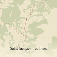 Obraz premium Vintage map of Saint-Jacques-des-Blats, France.