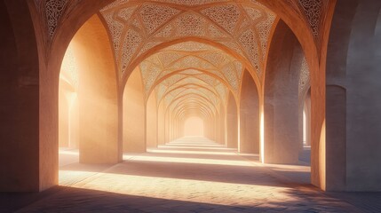 Fototapeta premium Serene Architectural Arches in Soft Morning Light Interior