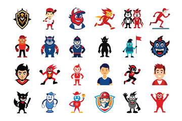 Fototapeta premium bandle baseball mascots & characters vector illustration
