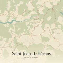 Obraz premium Vintage map of Saint-Jean-d'Hérans, France.