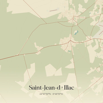 Vintage map of Saint-Jean-d'Illac, France.