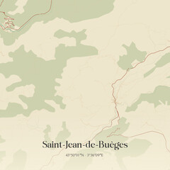 Obraz premium Vintage map of Saint-Jean-de-Buèges, France.