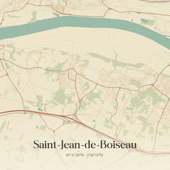 Fototapeta premium Vintage map of Saint-Jean-de-Boiseau, France.