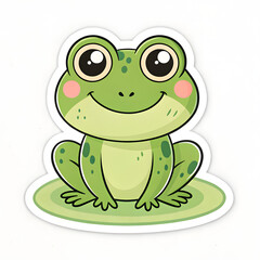 Obraz premium green frog cartoon sticker on white