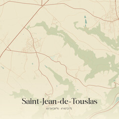 Obraz premium Vintage map of Saint-Jean-de-Touslas, France.