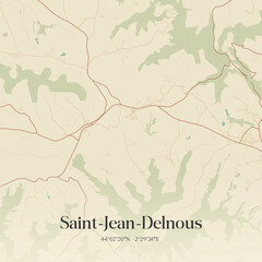 Fototapeta premium Vintage map of Saint-Jean-Delnous, France.