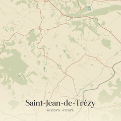 Obraz premium Vintage map of Saint-Jean-de-Trézy, France.