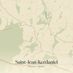 Obraz premium Vintage map of Saint-Jean-Kerdaniel, France.