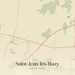 Fototapeta premium Vintage map of Saint-Jean-lès-Buzy, France.