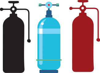 isolated oxygen tank Vector,oxygen cylinder Silhouette,oxygen tank icon set, black oxygen tank symbol for you,color  Vector illustration, Vector Graphic, EPS 10 