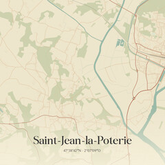 Fototapeta premium Vintage map of Saint-Jean-la-Poterie, France.